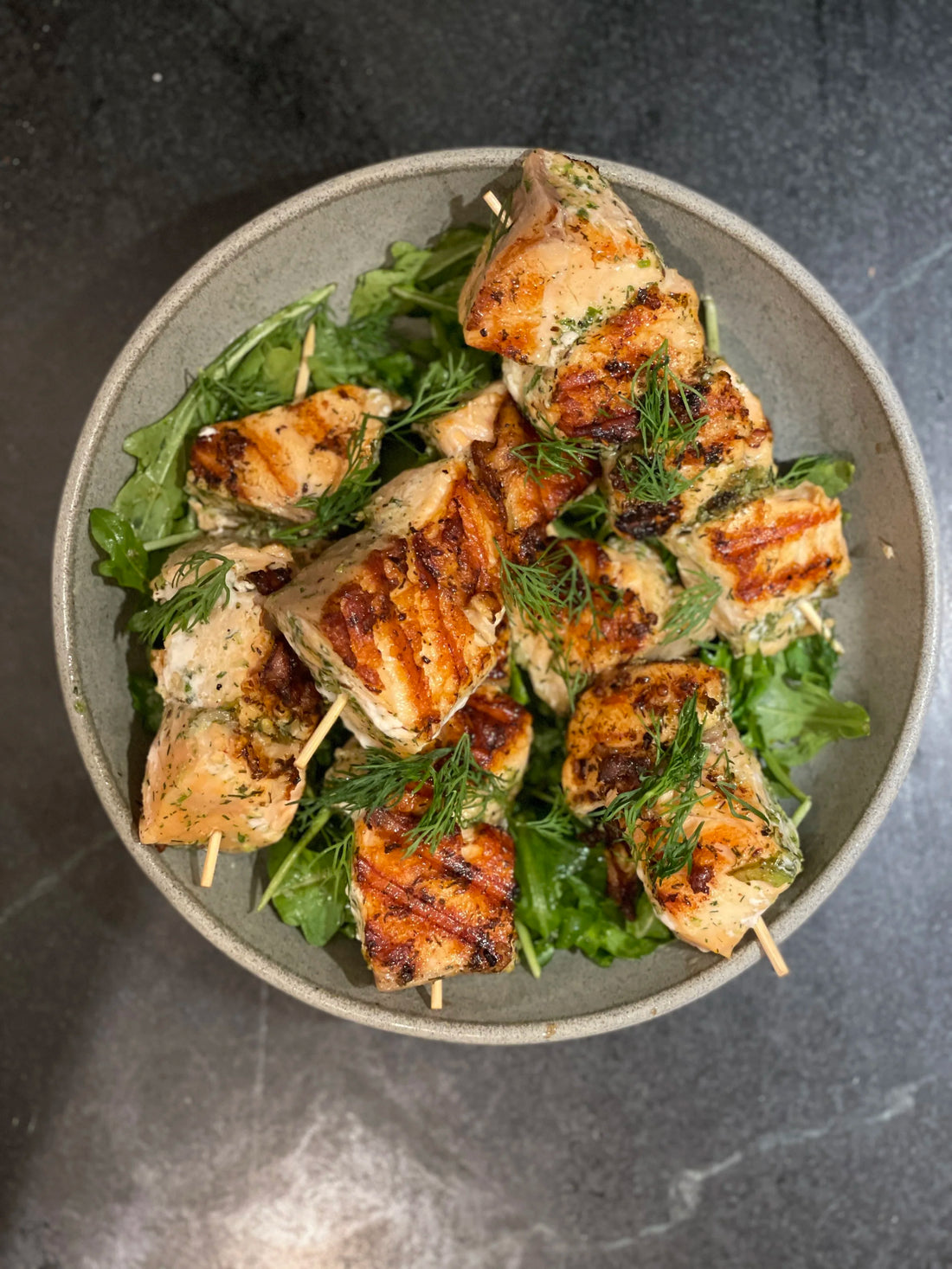 Salmon Skewers w/Chermoula