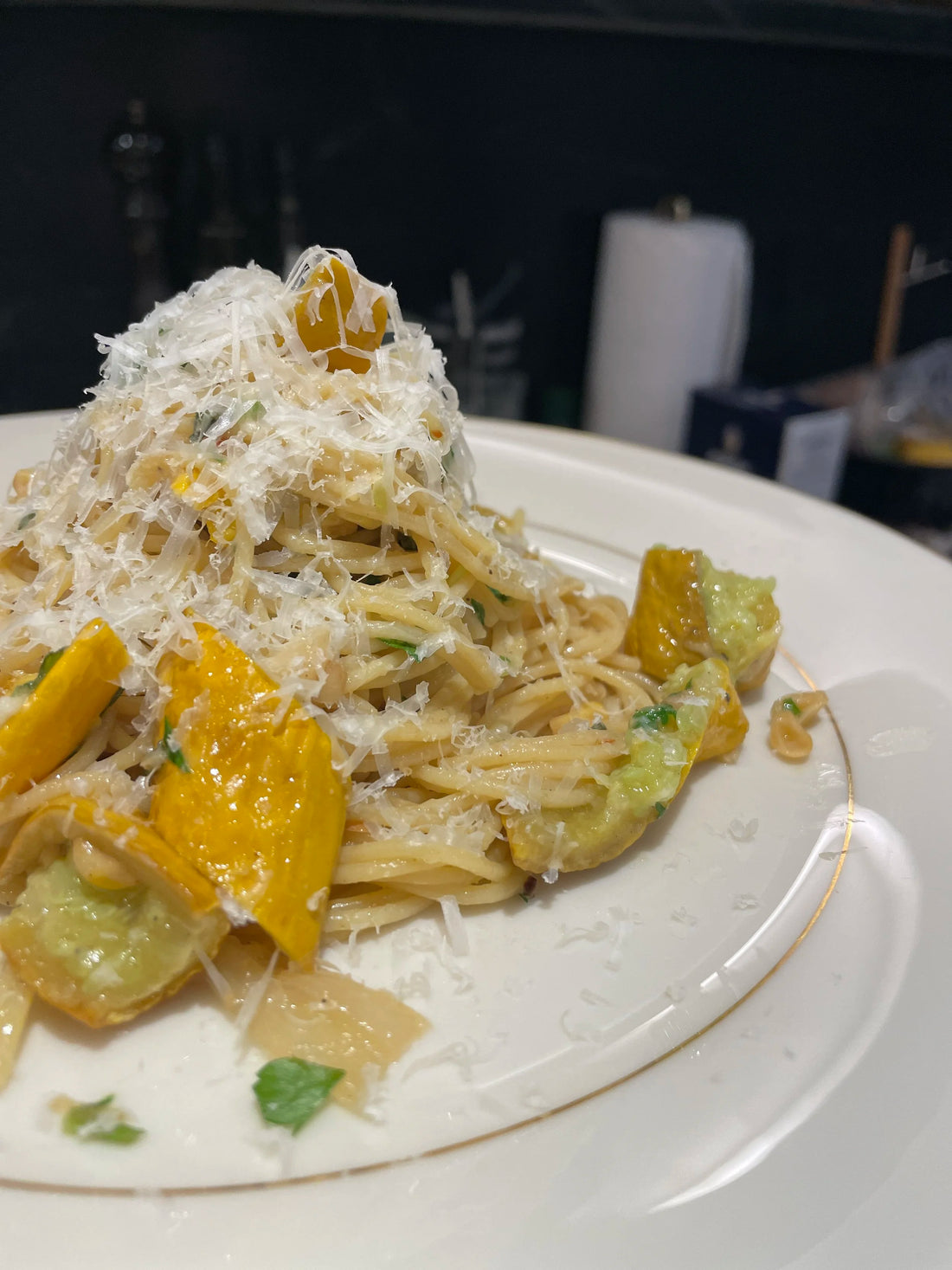 Golden Zucchini & Spring Onion Pasta