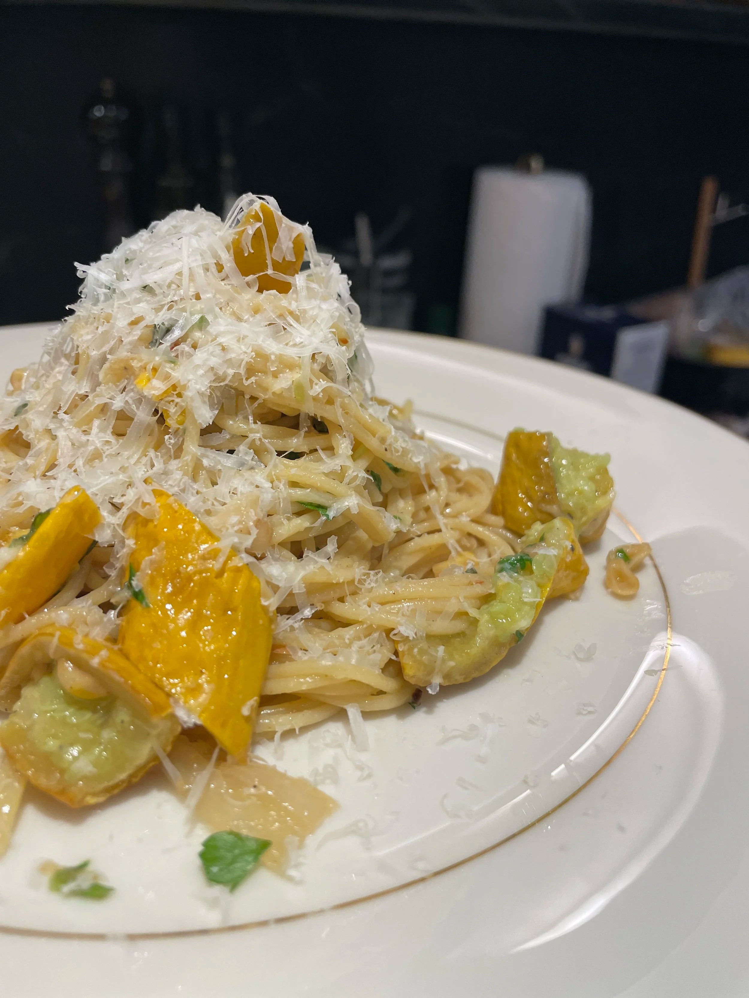 Golden Zucchini & Spring Onion Pasta